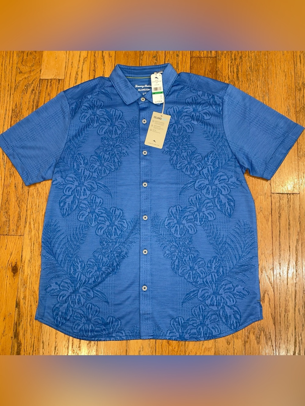 Tommy Bahama Men’s L Palm Coast Cascade IslandZone Knit Shirt Blue MSRP $128